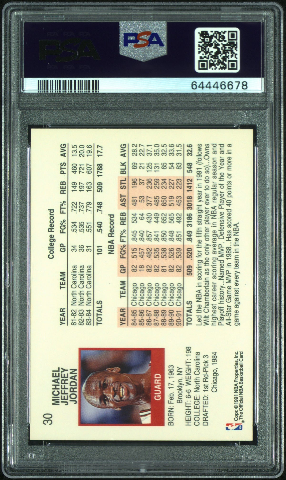 1991 Hoops Michael Jordan #30 PSA 9 Chicago Bulls
