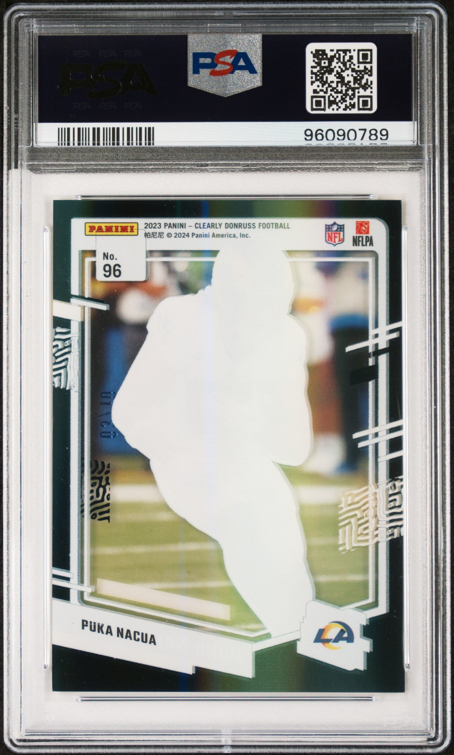 2023 Panini Clearly Donruss Puka Nacua Black 03/10 #96 PSA 9