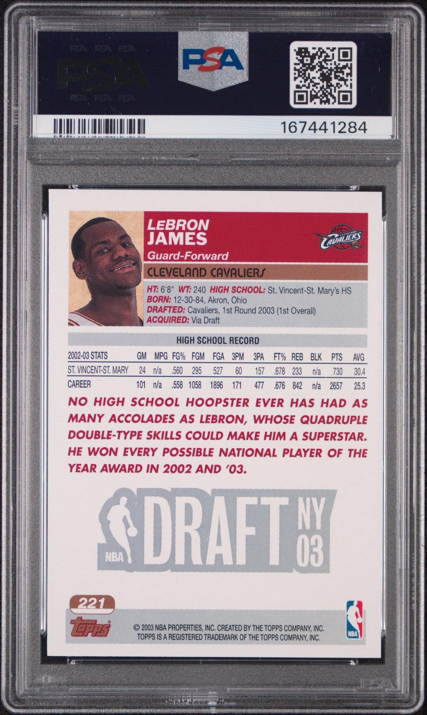 2003 Topps LeBron James #221 PSA 8
