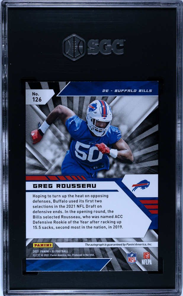 2021 Panini Xr Greg Rousseau Autograph Gold #126 SGC 9.5