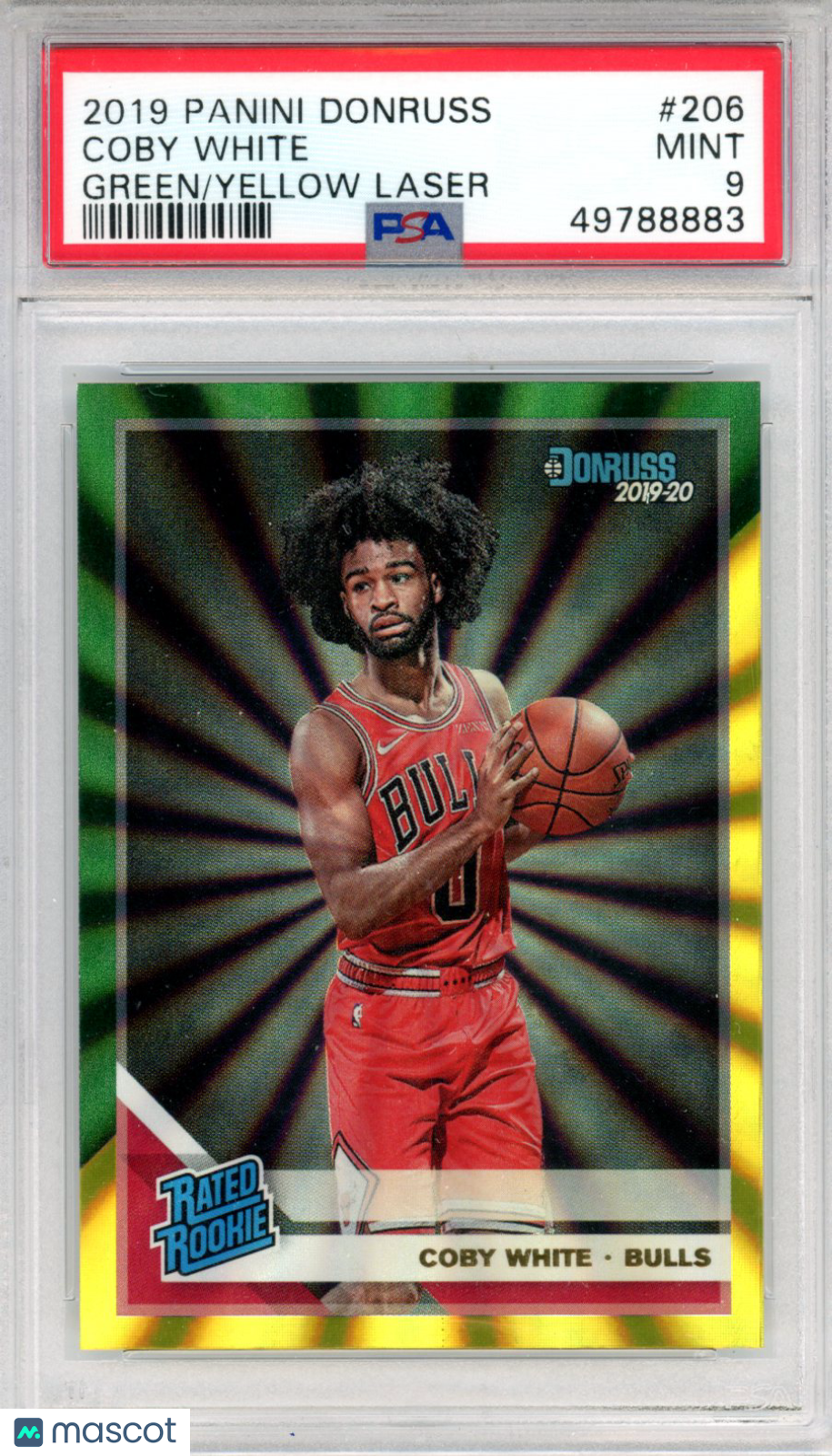 2019 Panini Donruss Coby White Green Yellow Laser #206 PSA 9