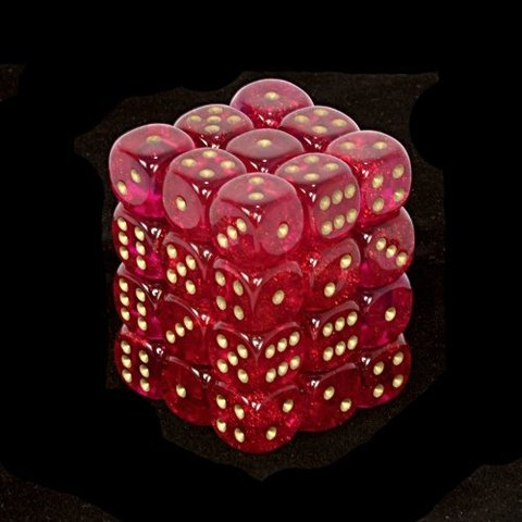 Borealis 12mm d6 Magenta/gold Dice Block (36 dice) CHX27824 - Dice Sets & Games