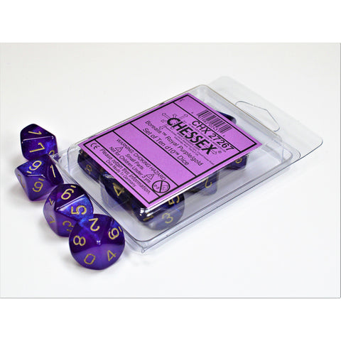 Borealis Royal Purple/gold d10 Dice (10 dice) CHX27267 - Dice Sets & Games