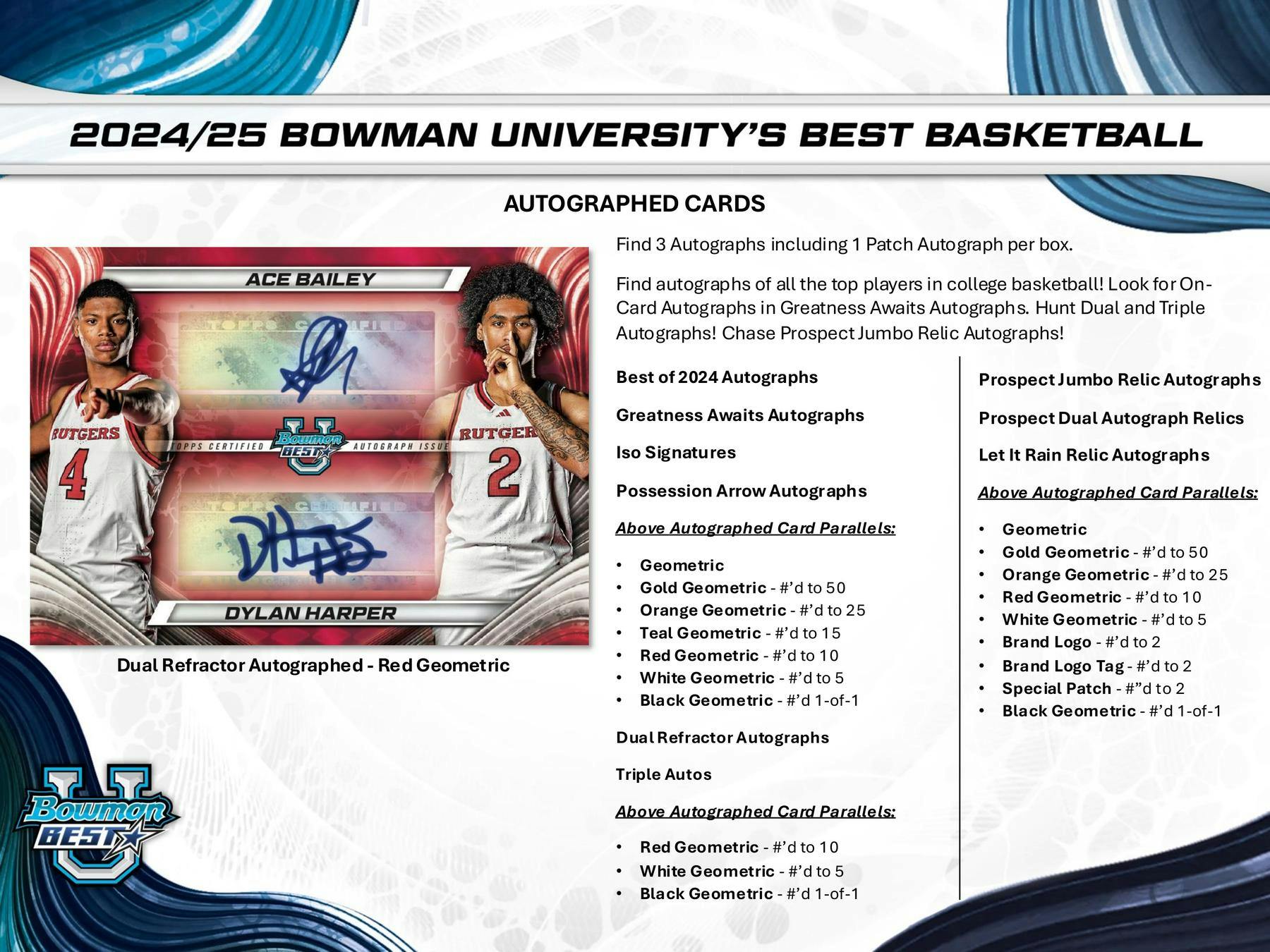 2024/25 Bowman University Best Basketball Hobby Box (4 Autos) Cooper Flagg / Boogie Fland