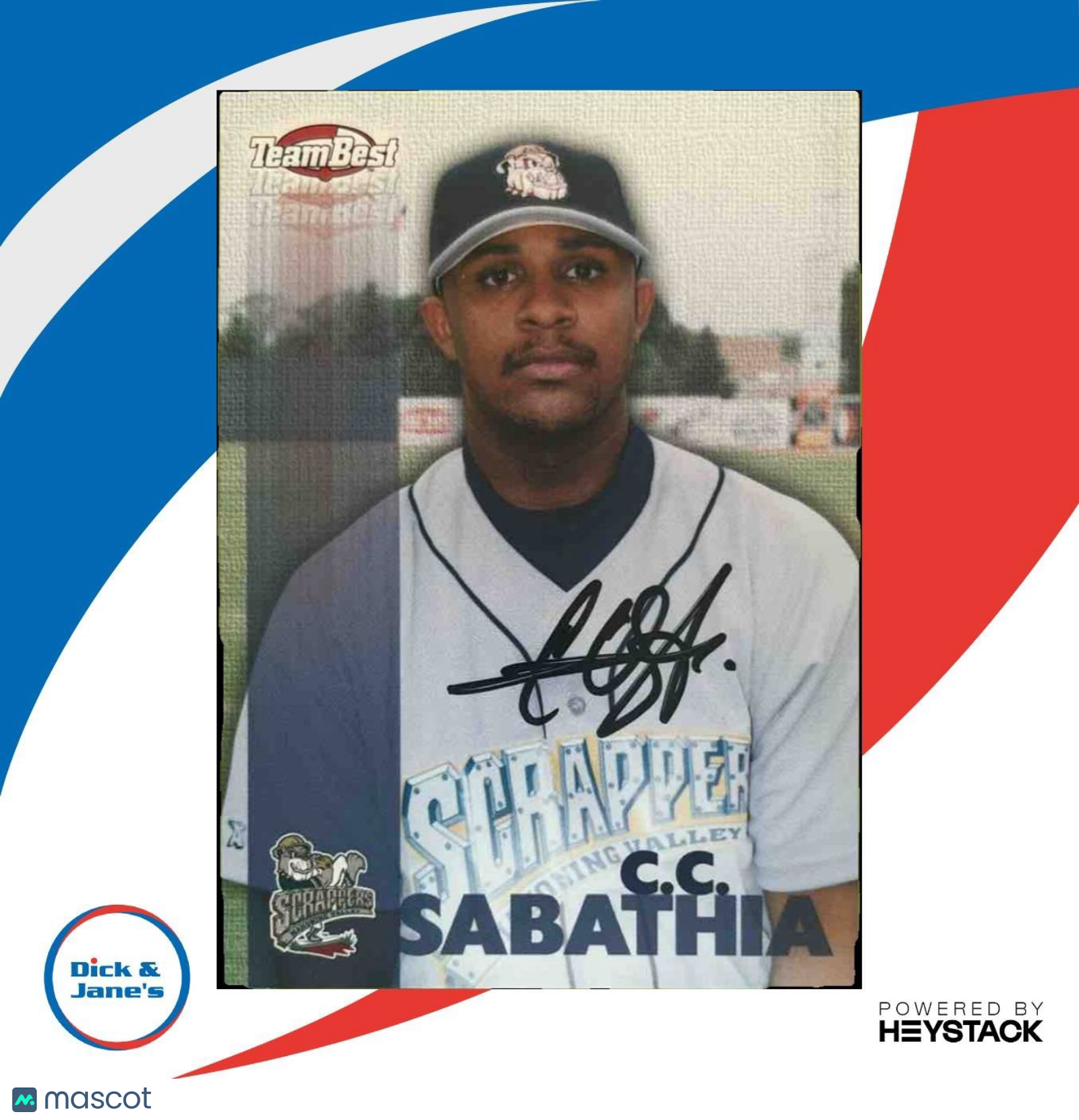 C.C. Sabathia 1999 Team Best Autographed Rookie Card Cleveland Indians Yankees - Sports Cards