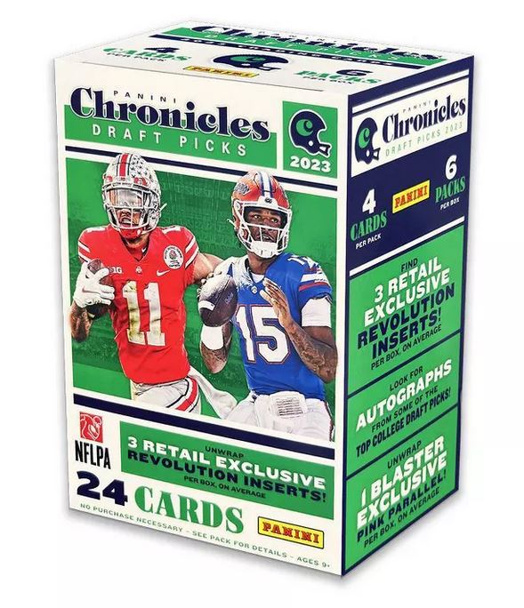 2023 Panini Draft Pick Chronicles Football Trading Card Blaster Box