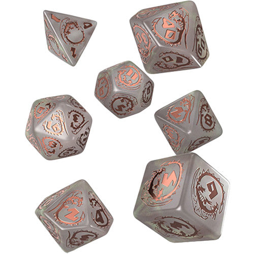 Dragons Dice Set: Quartz w/ Copper (7) - Board Games