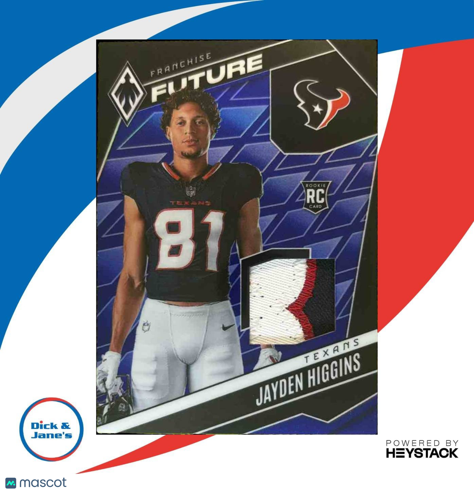 2025 Phoenix Jayden Higgins Franchise Future Material Blue /199 MEM RC Texans - Sports Cards