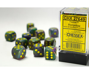 Festive 16mm d6 Rio w/yellow Dice Block (12 dice) CHX27649 - Dice Sets & Games