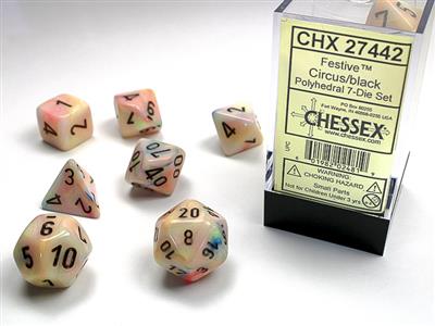 Festive: Polyhedral Circus/black 7-Die Set CHX27442 - Dice Sets & Games