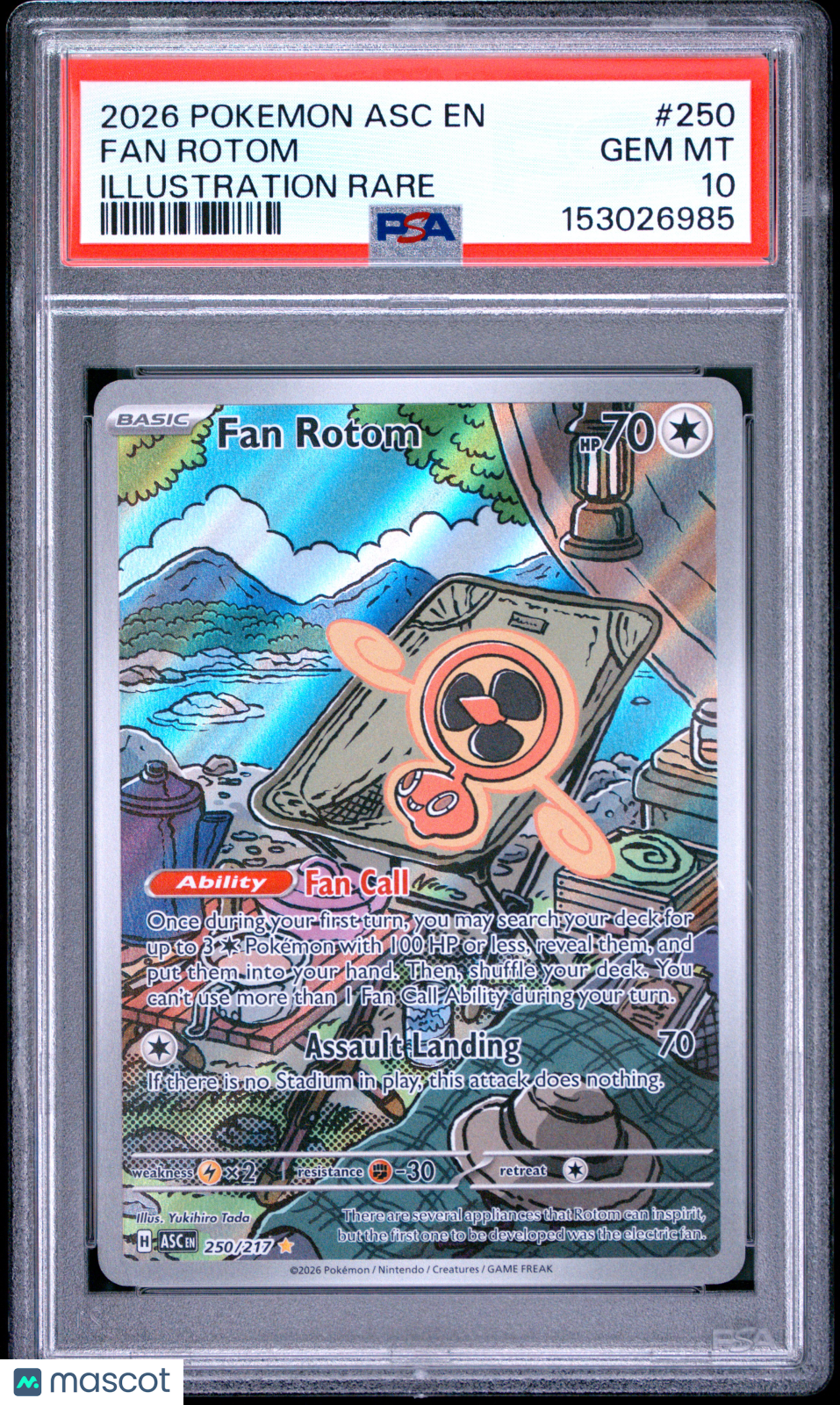 2026 Pokemon Ascended Heroes Fan Rotom #250 Illustration Rare PSA 10 GEM MINT