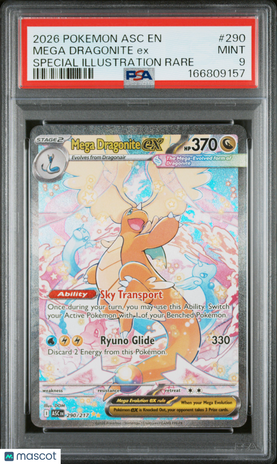 2026 Pokemon ASC EN Mega Dragonite EX #290 Special Illustration Rare PSA 9