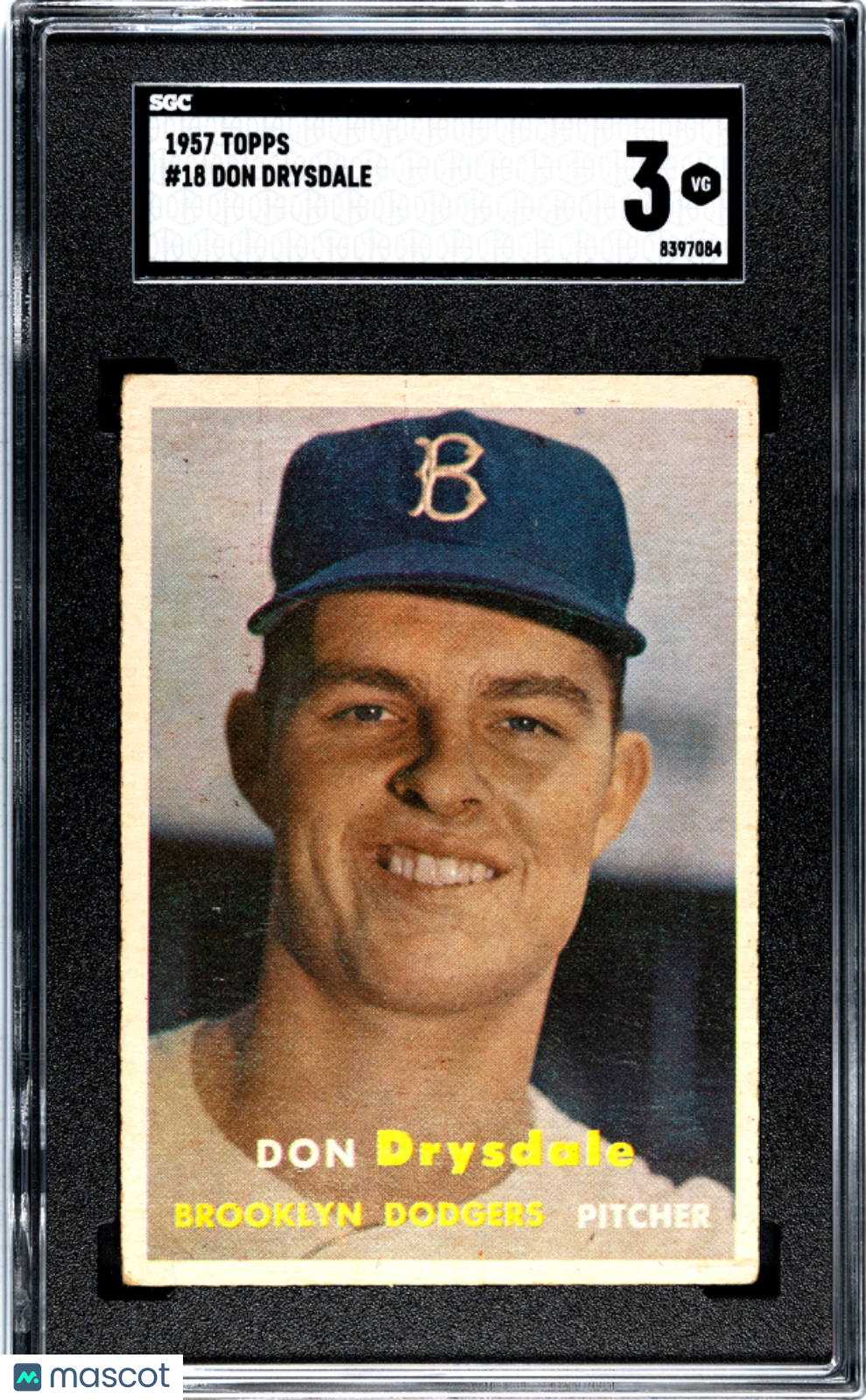 1957 Topps Don Drysdale #18 SGC 3 Brooklyn Dodgers