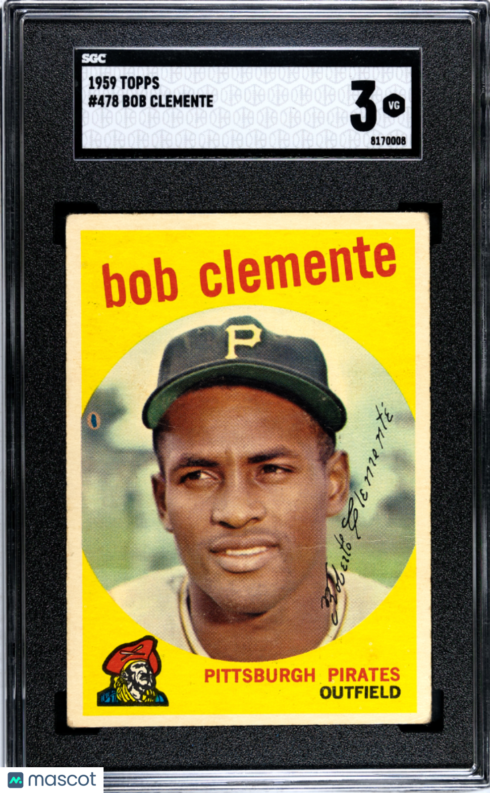 1959 Topps Bob Clemente #478 SGC 3 Pittsburgh Pirates