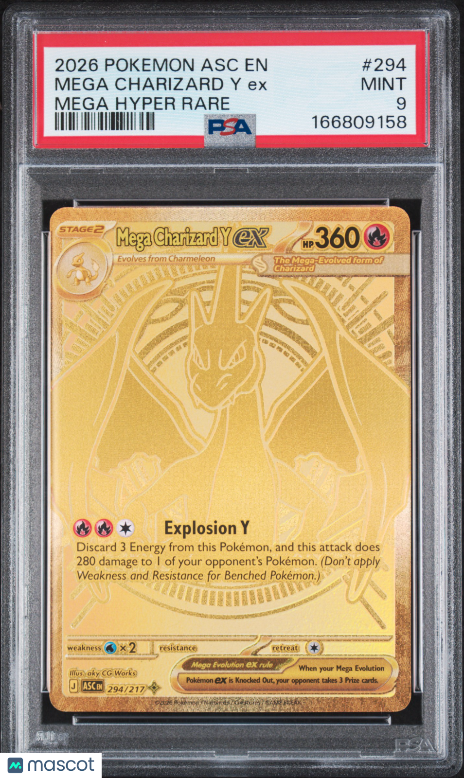 2026 Pokemon ASC EN Mega Charizard Y EX #294 Mega Hyper Rare PSA 9