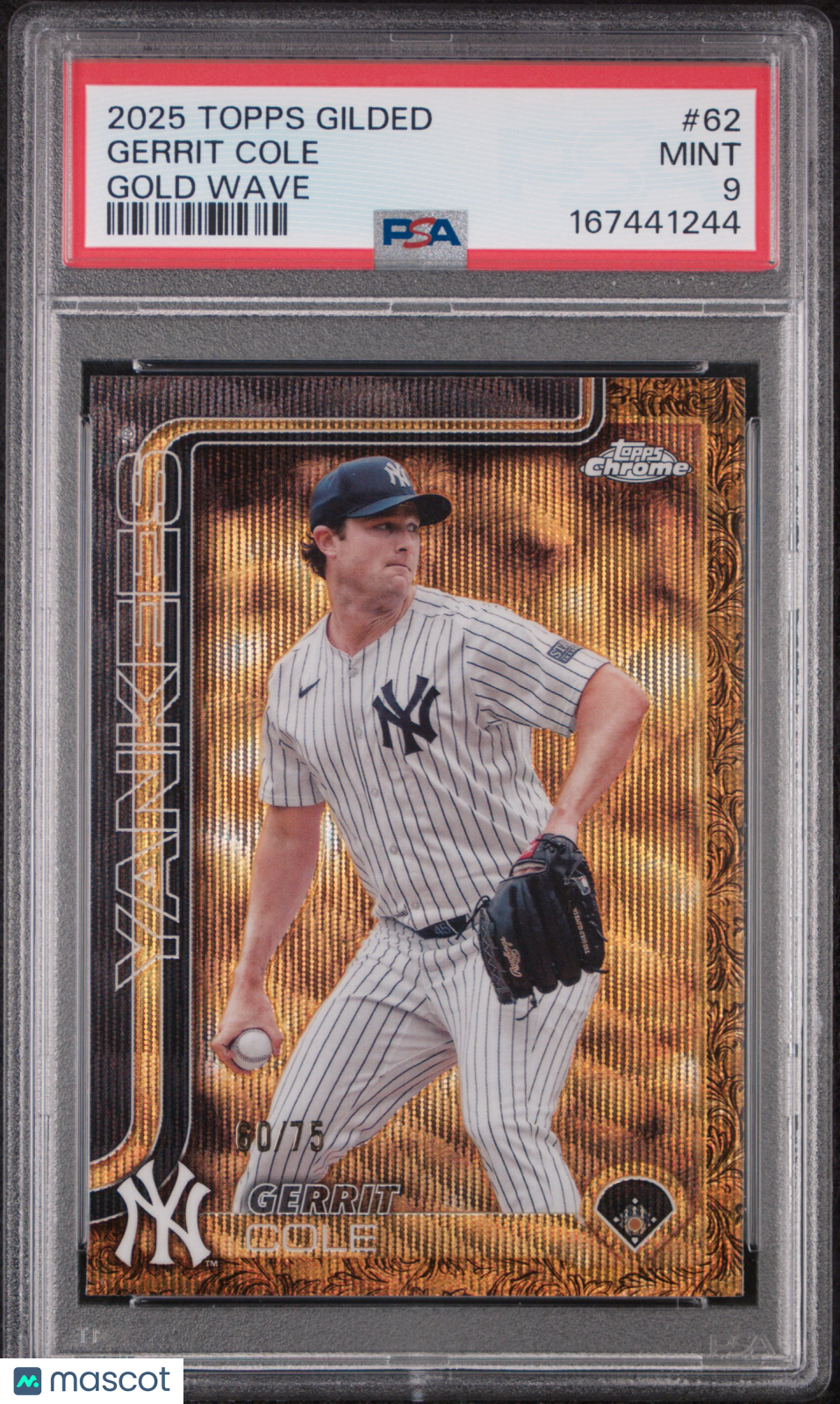 2025 Topps Gilded Collection Gerrit Cole Gold Wave 60/75 #62 PSA 9 MINT