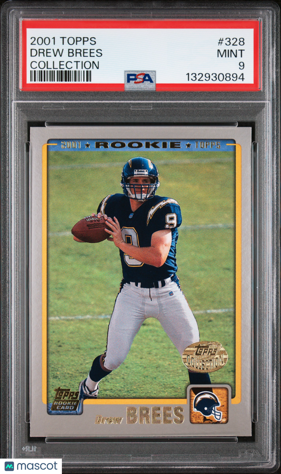 2001 Topps Drew Brees Collection Rookie #328 PSA 9 MINT Chargers