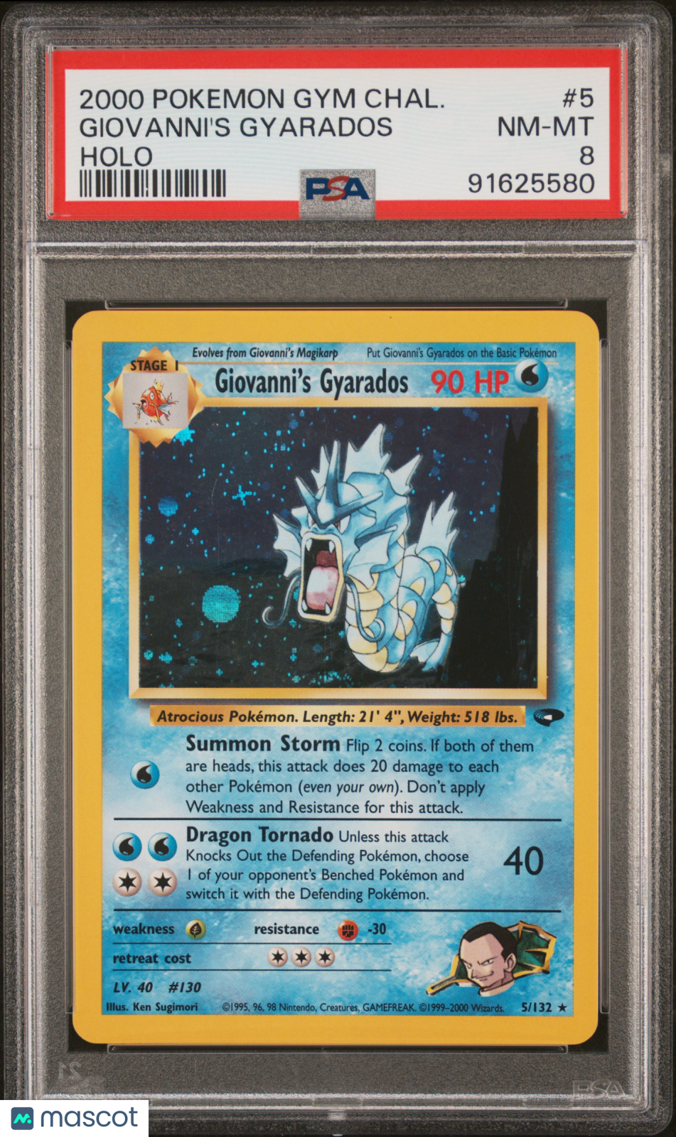 2000 Pokemon Gym Challenge Giovanni's Gyarados #5 Holo PSA 8