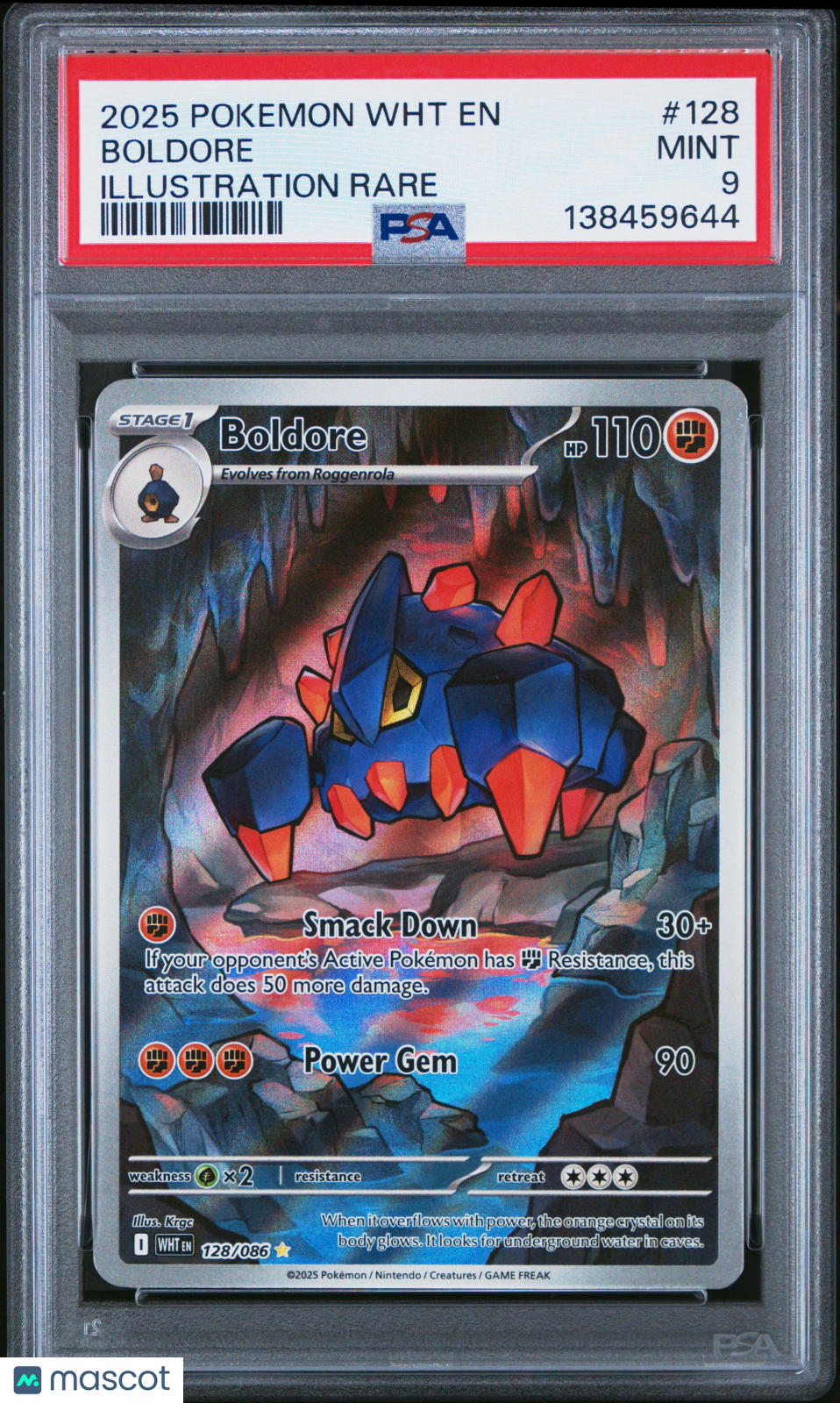 2025 Pokemon White Flare Boldore #128 Illustration Rare PSA 9 MINT