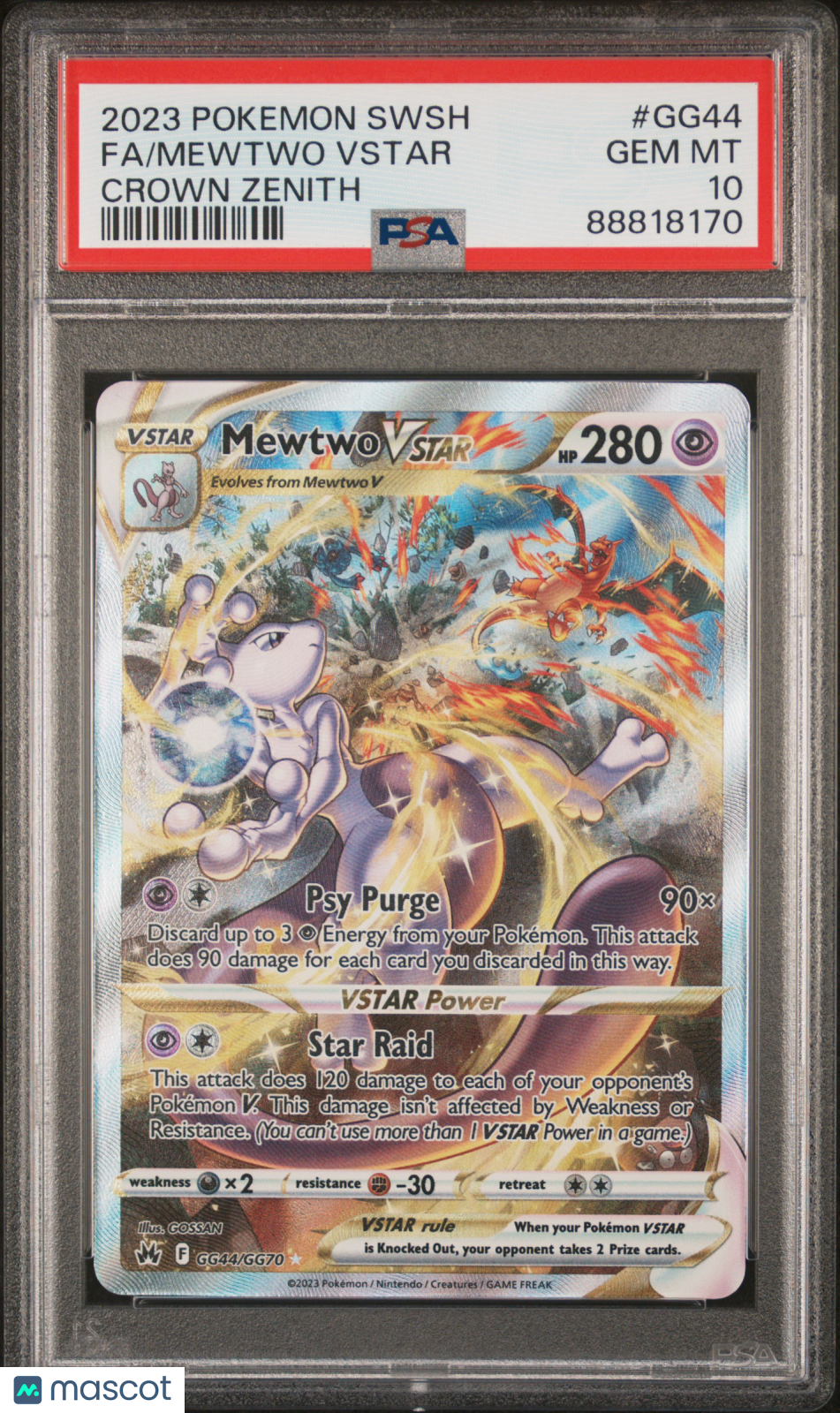 2023 Pokemon Sword And Shield Crown Zenith Mewtwo VSTAR #GG44 PSA 10