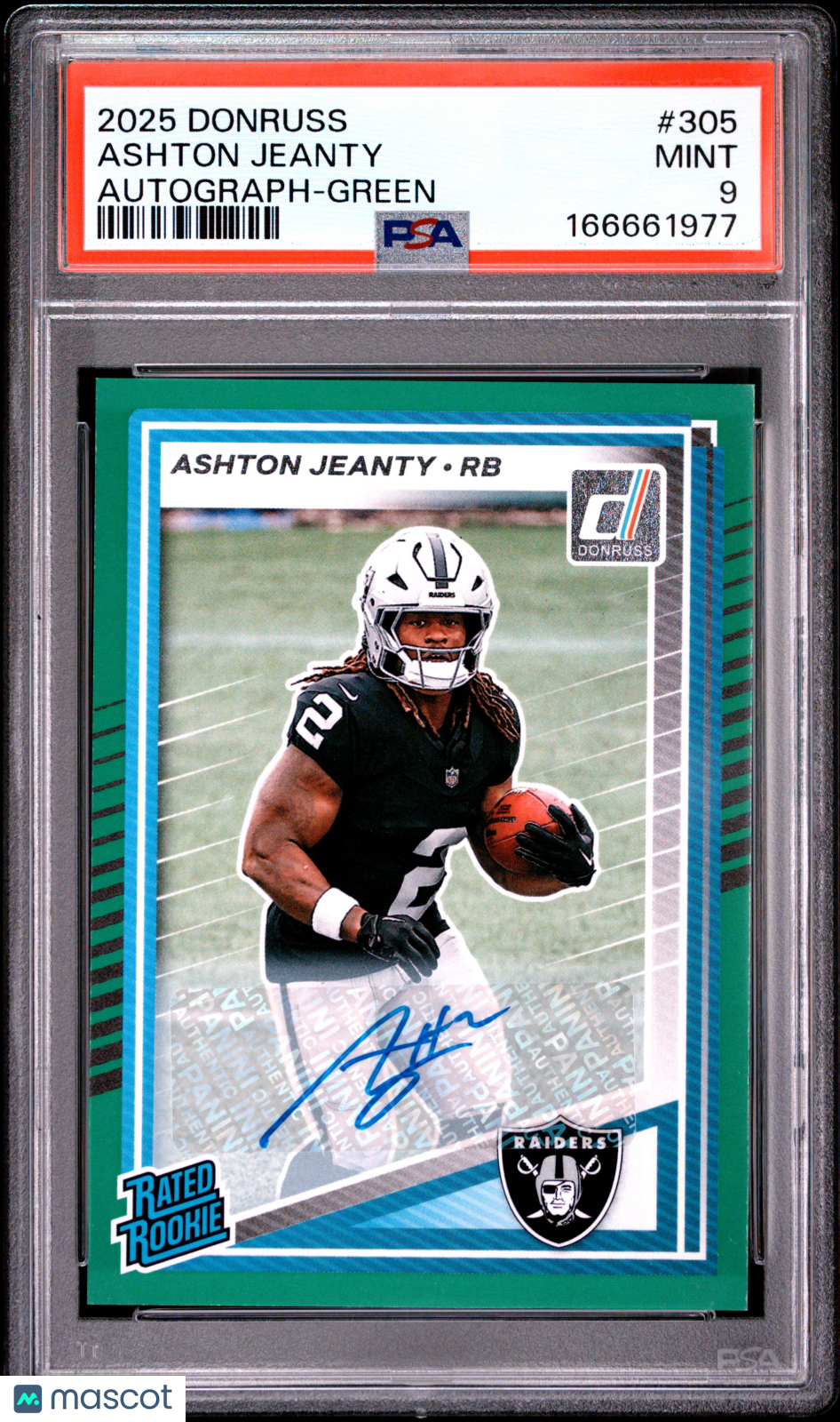 2025 Panini Donruss Ashton Jeanty Autograph Green #305 PSA 9