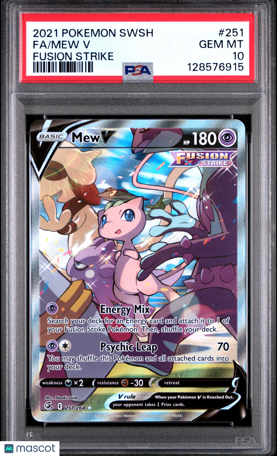 2021 Pokemon Sword & Shield Fusion Strike Mew V #251 FA PSA 10 GEM MINT