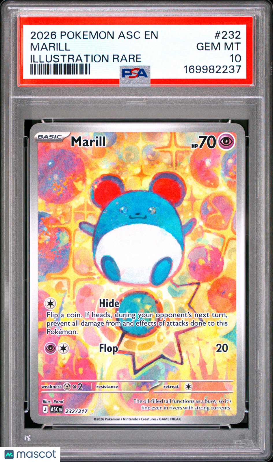 2026 Pokemon Ascended Heroes Marill #232 Illustration Rare PSA 10 GEM MINT