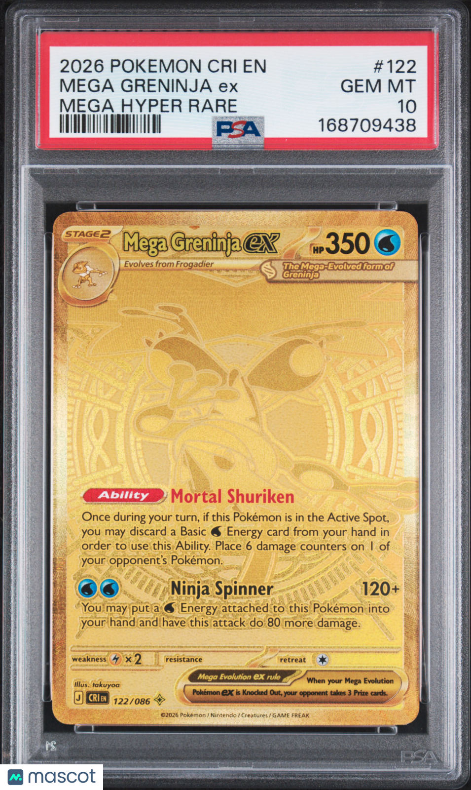 2026 Pokemon Cri EN-Chaos Rising Mega Greninja EX #122 Mega Hyper Rare PSA 10