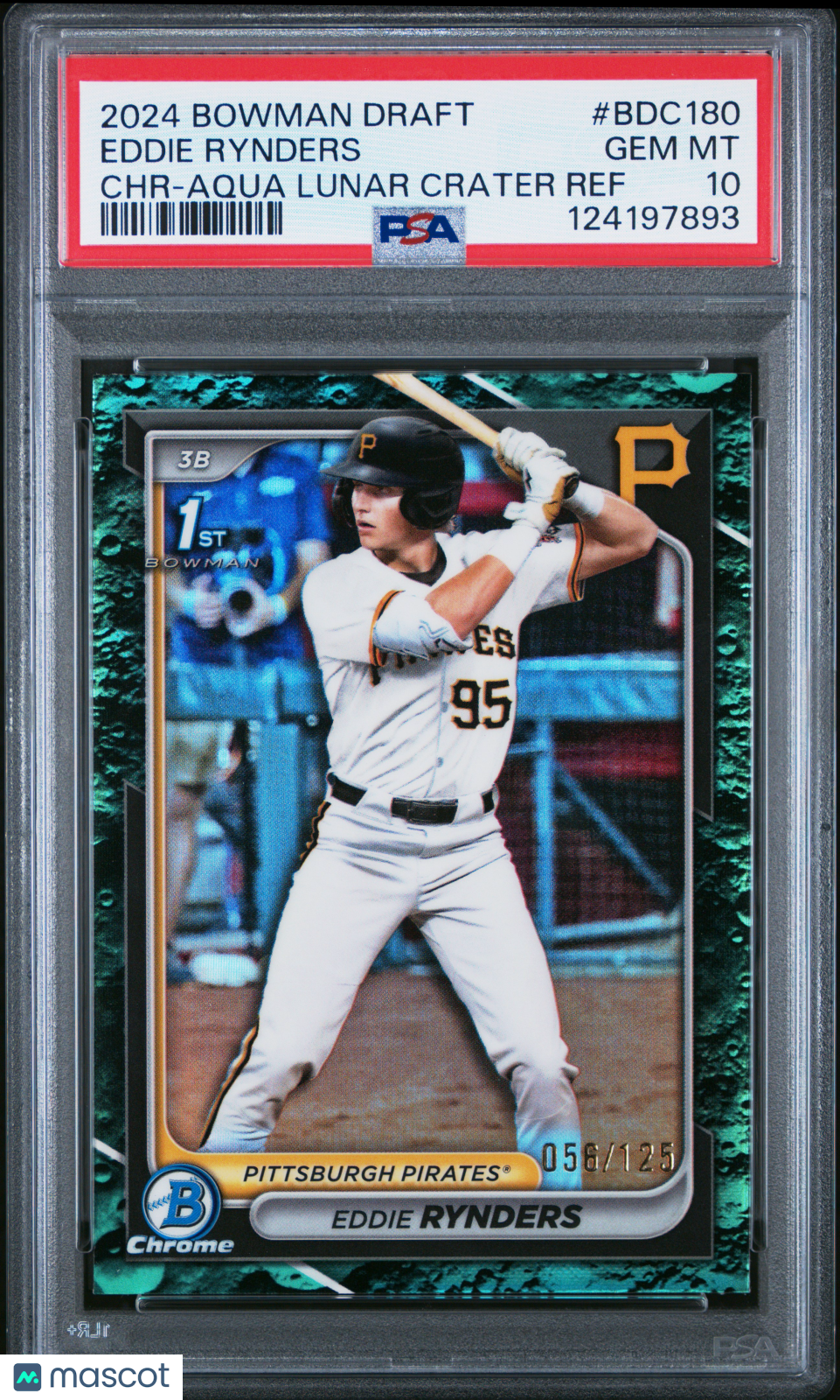 2024 Bowman Draft Eddie Rynders CHR Aqua Lunar Crater 056/125 PSA 10 GEM MINT