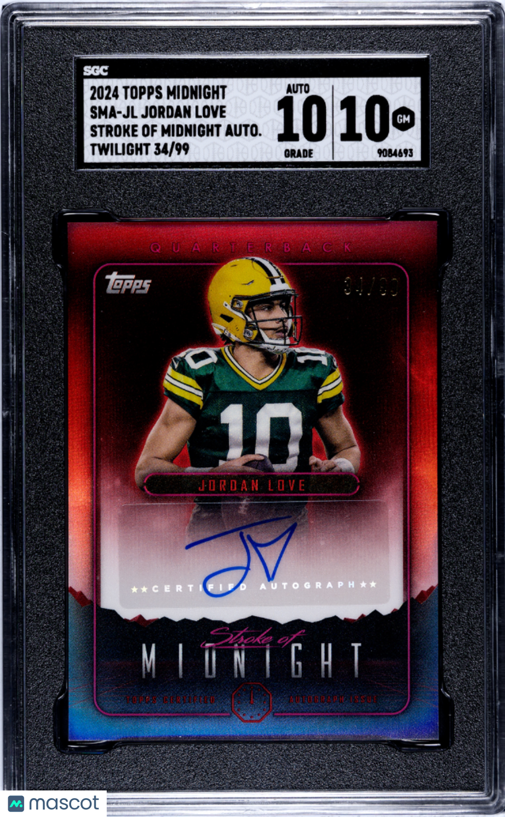 2024 Topps Midnight Jordan Love Stroke Of Autograph Twilight 99 #SMA-JL SGC 10