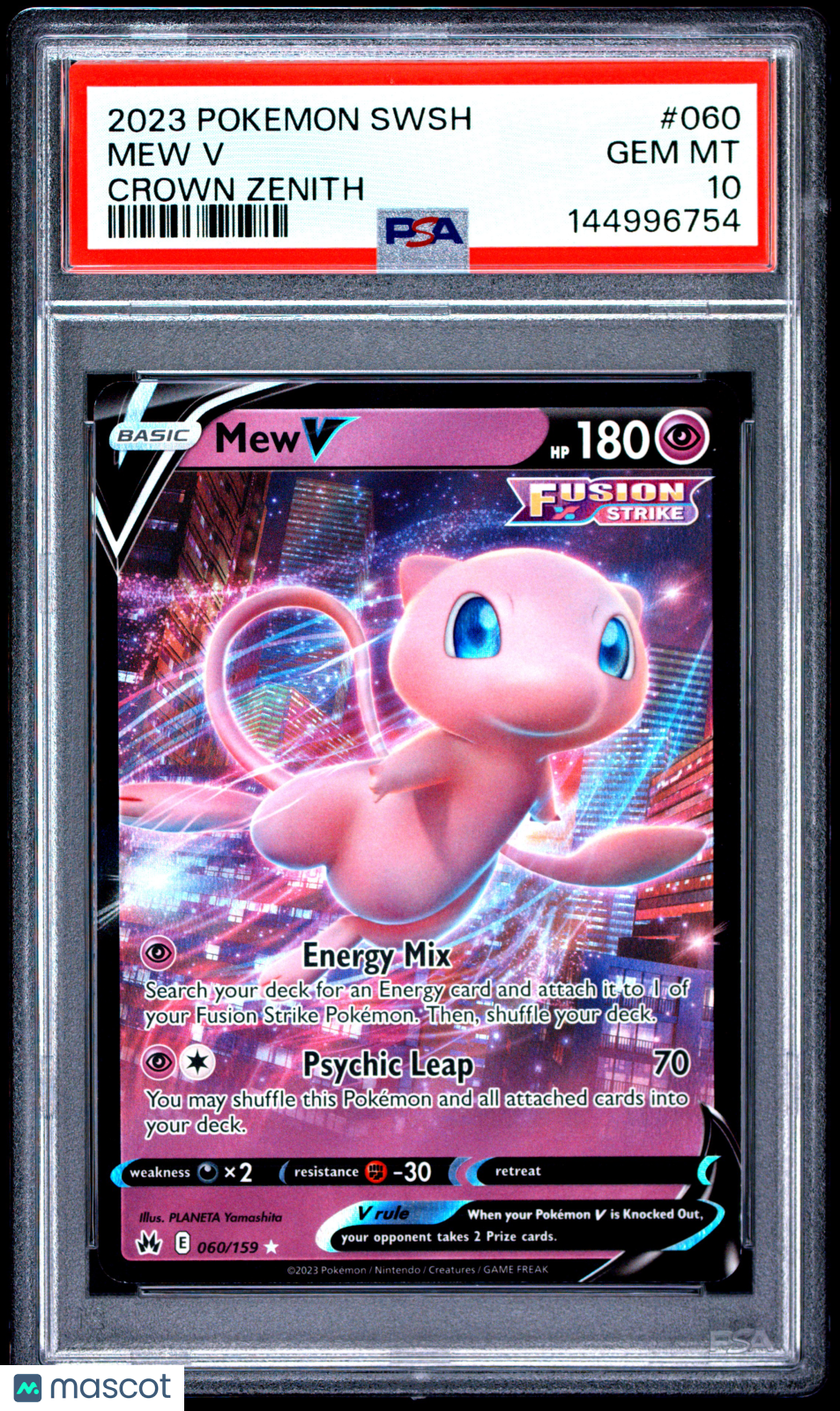 2023 Pokemon Sword And Shield Crown Zenith Mew V #060 PSA 10 GEM MINT