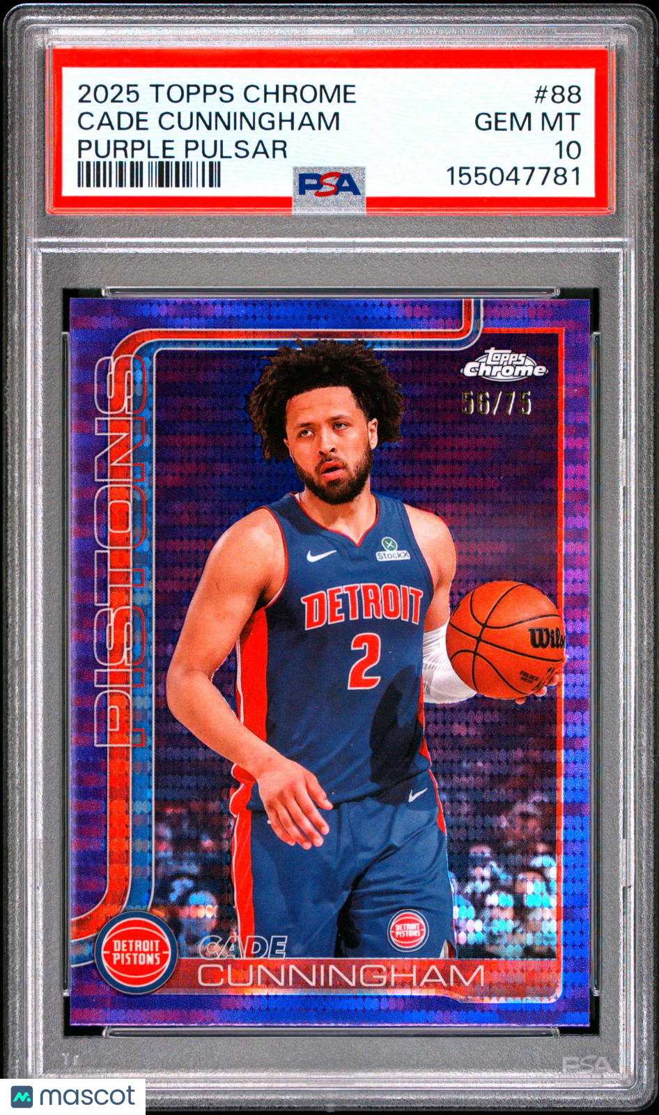 2025 Topps Chrome Cade Cunningham Purple Pulsar 56/75 #88 PSA 10