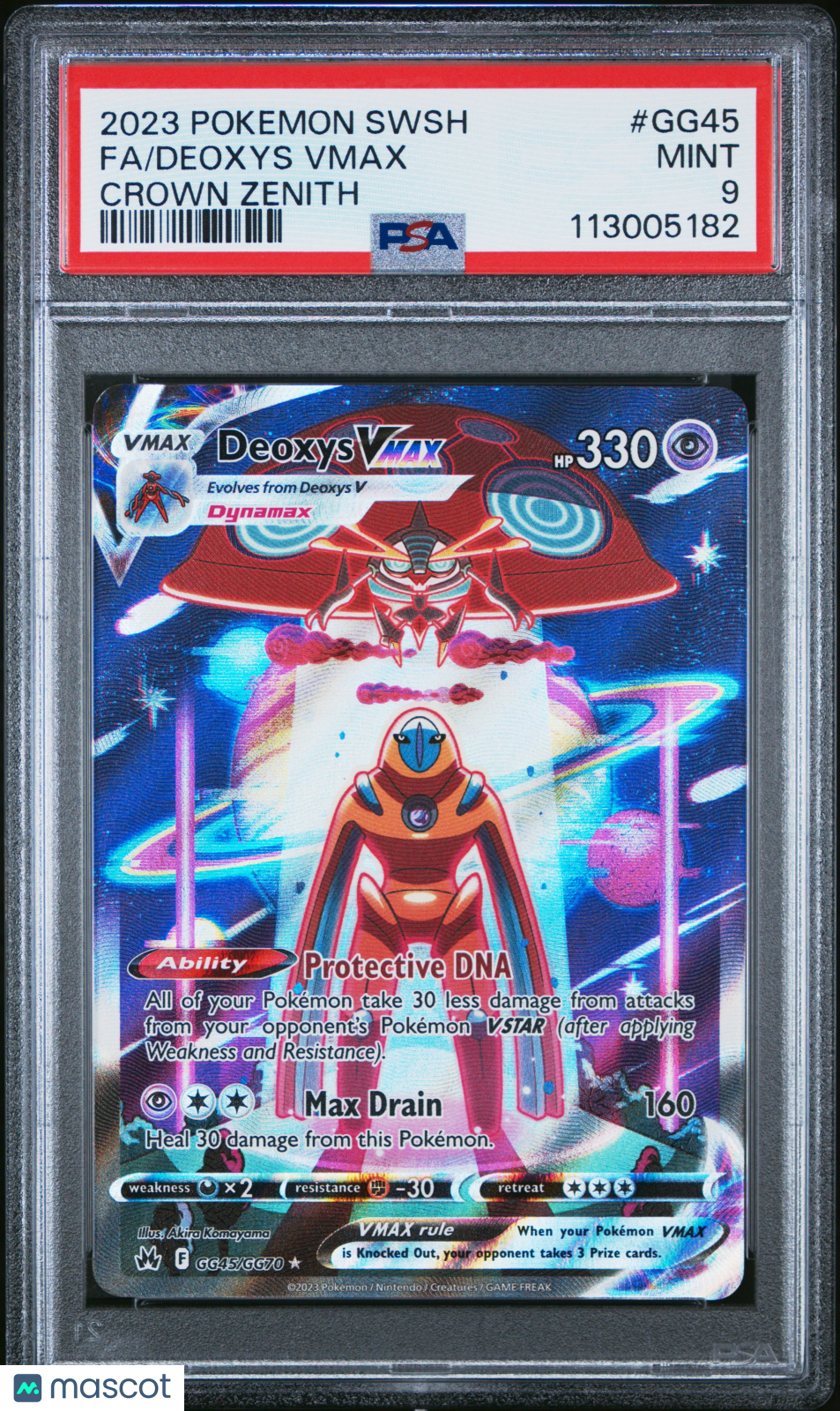 2023 Pokemon Sword And Shield Crown Zenith Deoxys VMAX #GG45 FA PSA 9 MINT