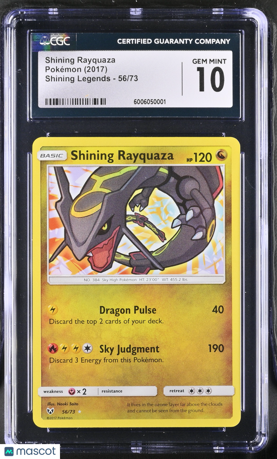 2017 Pokemon Shining Legends Shining Rayquaza #56/73 Holo CGC 10 GEM MINT