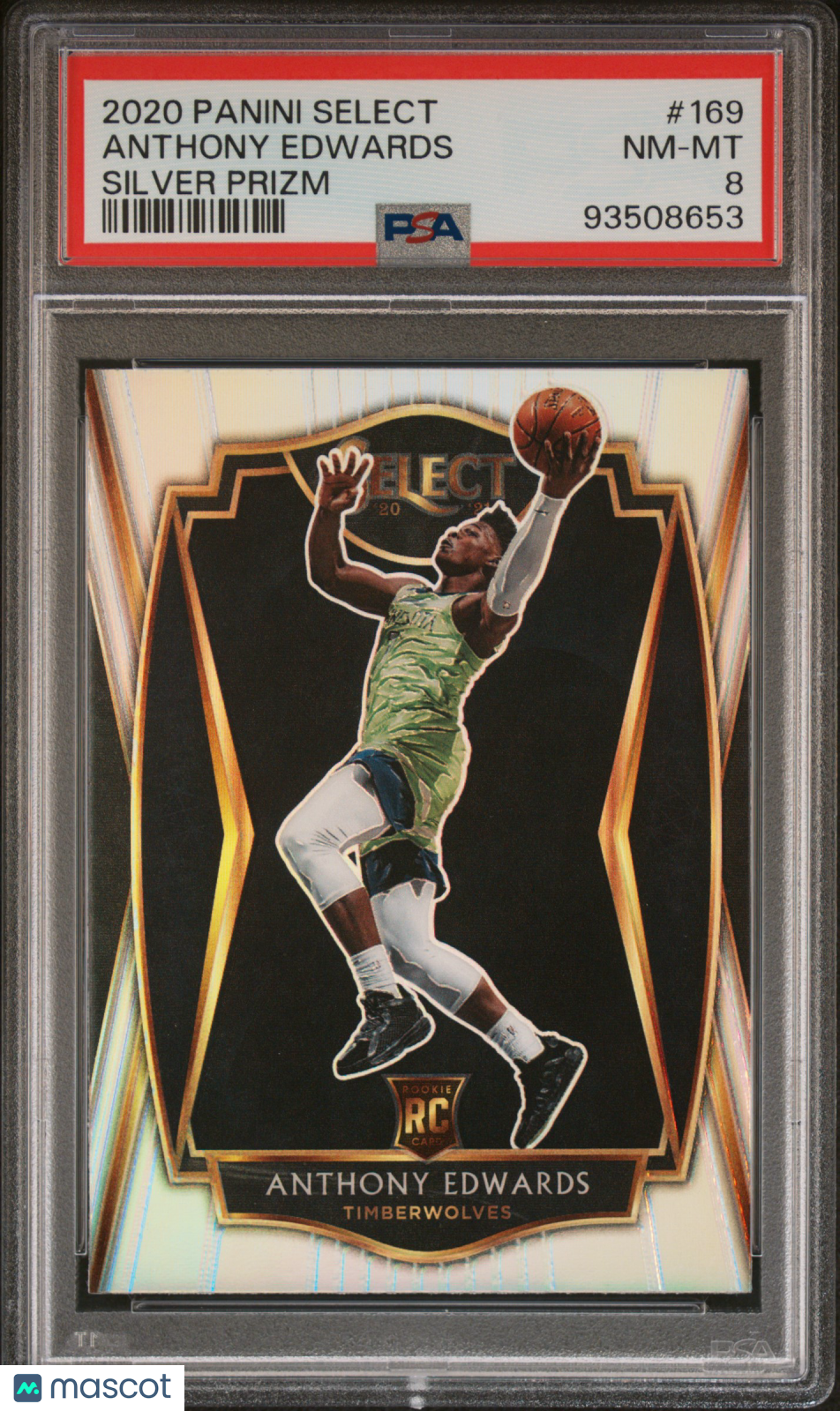 2020 Panini Select Anthony Edwards Silver Prizm Rookie #169 PSA 8