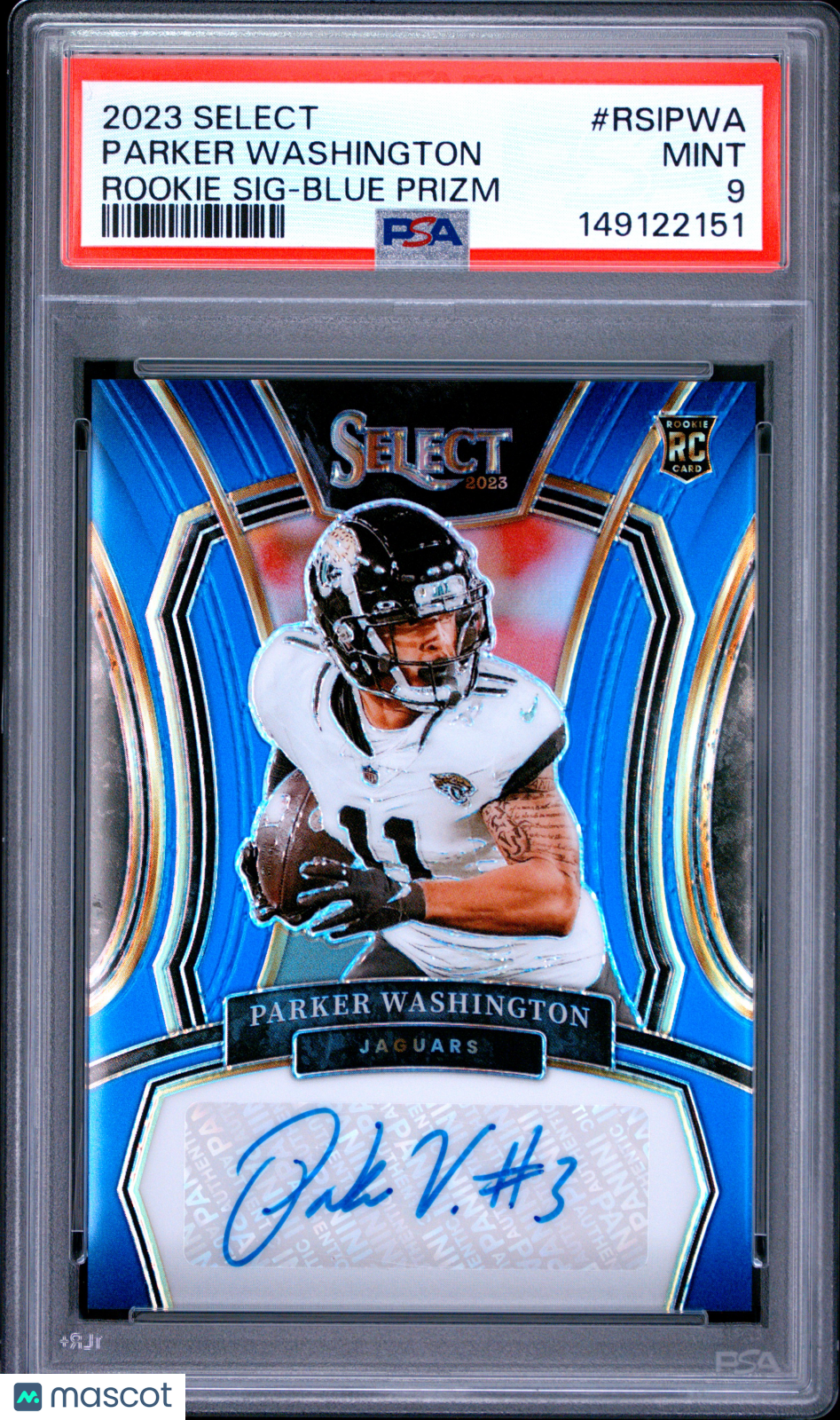 2023 Select Rookie Signatures Parker Washington Blue Prizm/99 PSA 9 MINT Jaguars