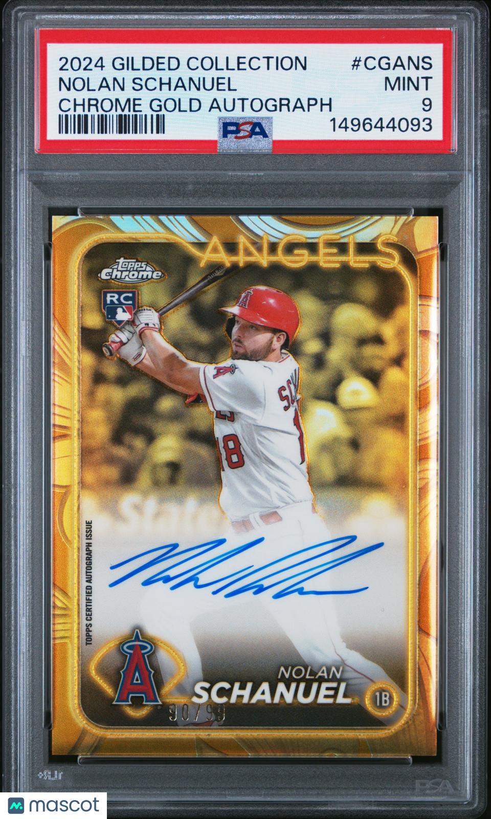 2024 Topps Gilded Collection Topps Chrome Gold Autographs Nolan Schanuel PSA 9