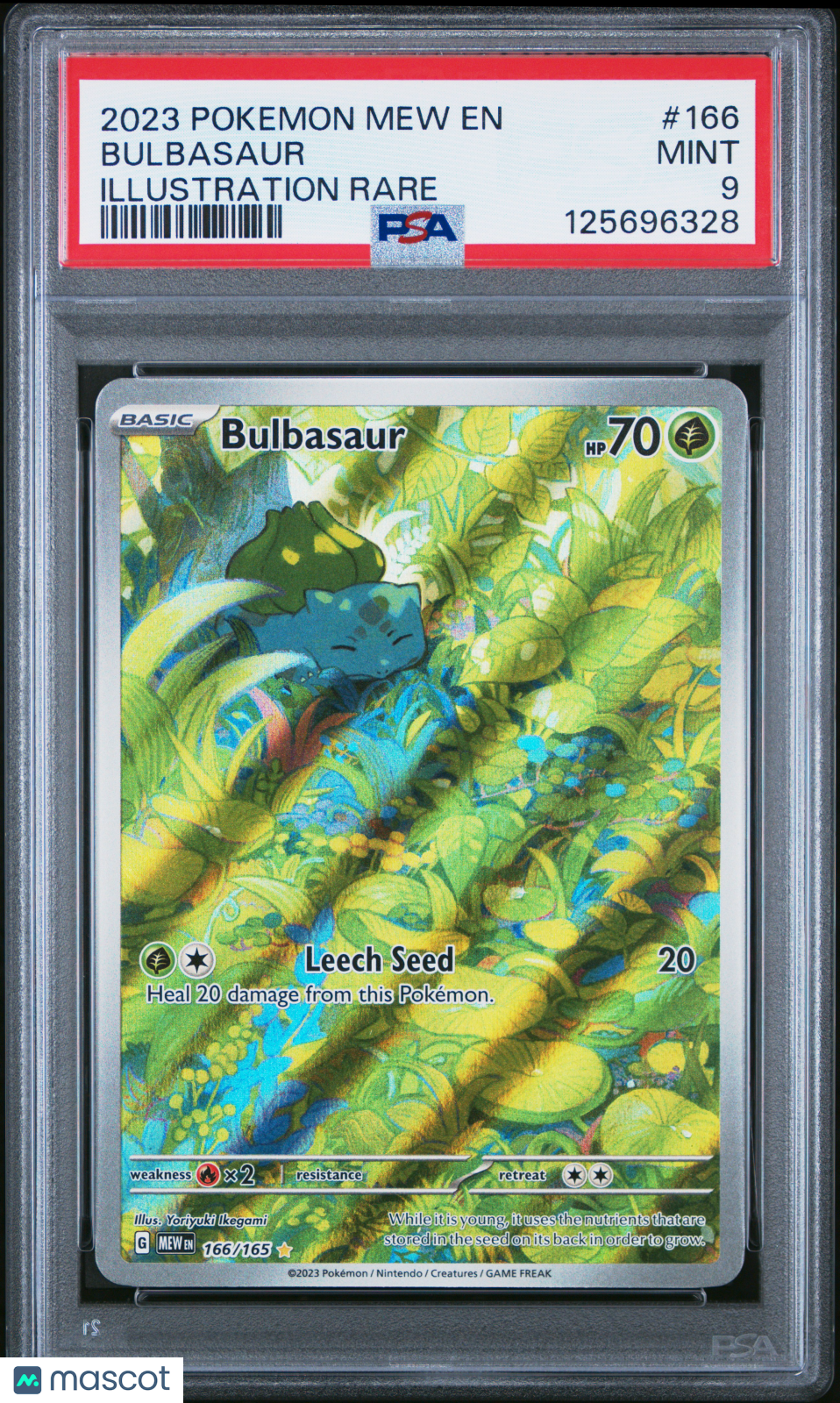 2023 Pokemon Mew EN-151 Bulbasaur #166 Illustration Rare PSA 9
