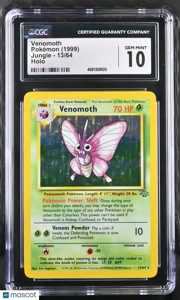 1999 Pokémon TCG Venomoth #13/64 English CGC 10