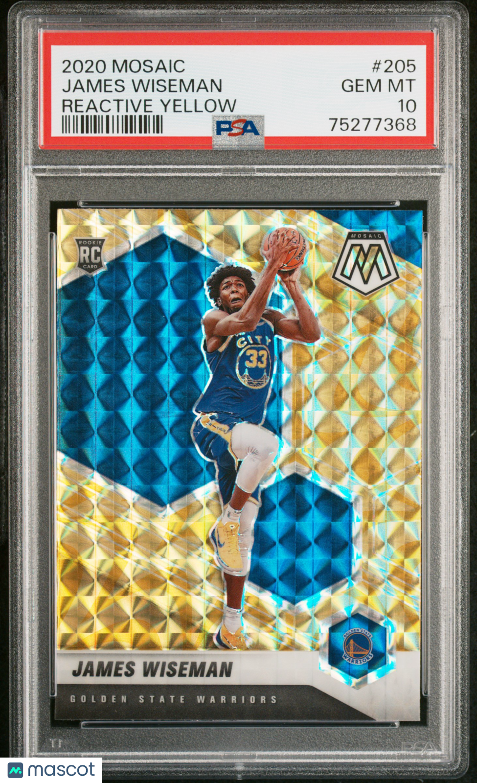 2020 Panini Mosaic James Wiseman Reactive Yellow #205 PSA 10