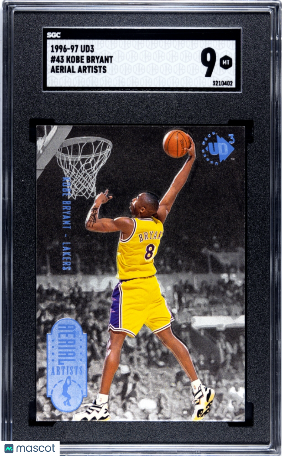 1996 Upper Deck UD3 Kobe Bryant Aerial Artists #43 SGC 9 MINT Los Angeles Lakers