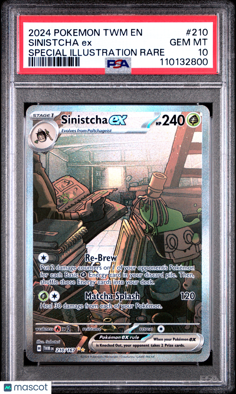 2024 Pokemon TWM EN-Twilight Masquerade Sinistcha EX #210 SAR PSA 10 GEM MINT