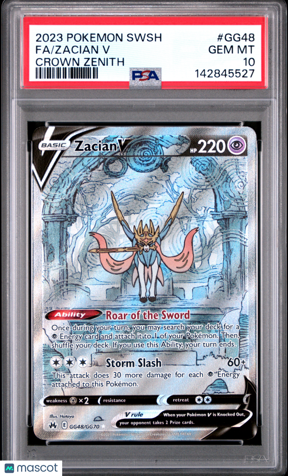 2023 Pokemon Sword And Shield Crown Zenith Zacian V #GG48 FA PSA 10 GEM MINT