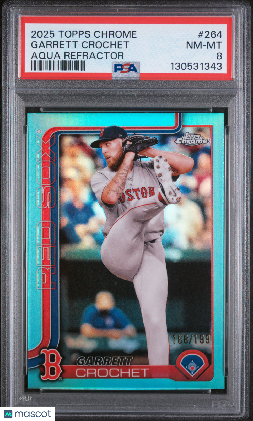 2025 Topps Chrome Garrett Crochet Aqua Refractor 168/199 #264 PSA 8