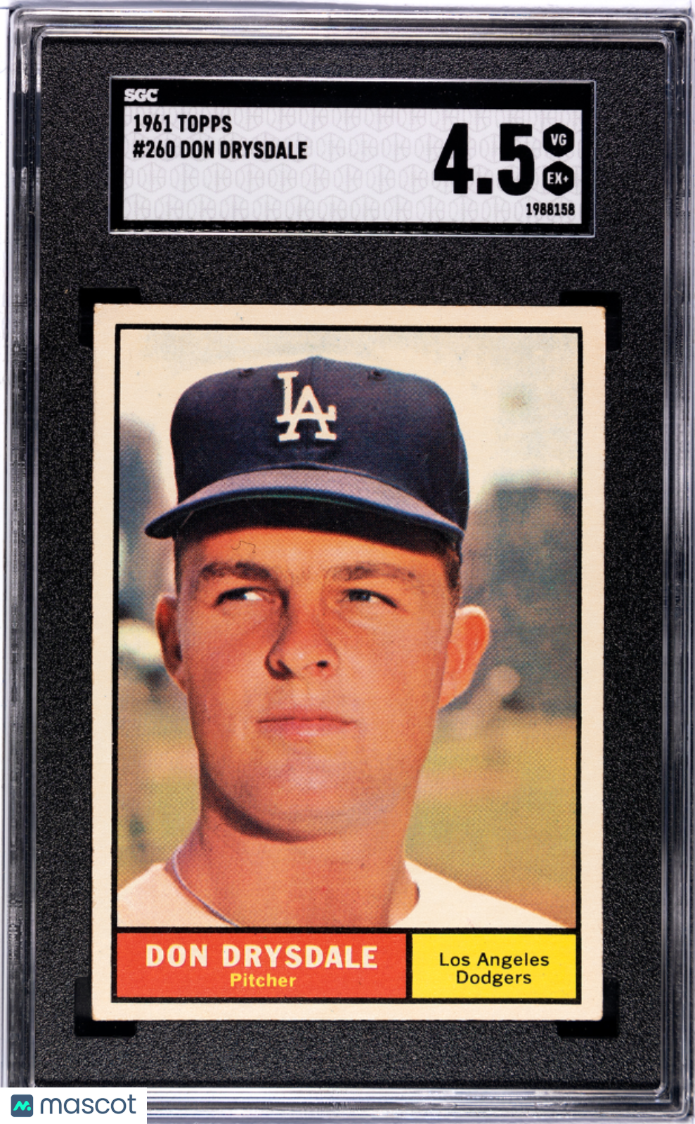 1961 Topps Don Drysdale #260 SGC 4.5 Los Angeles Dodgers