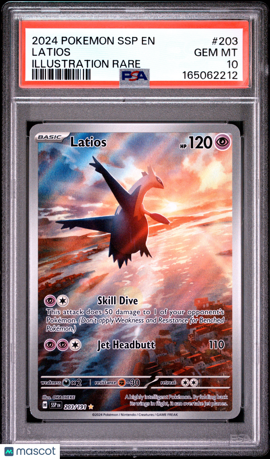 2024 Pokemon SSP EN-Surging Sparks Latios #203 Illustration Rare PSA 10