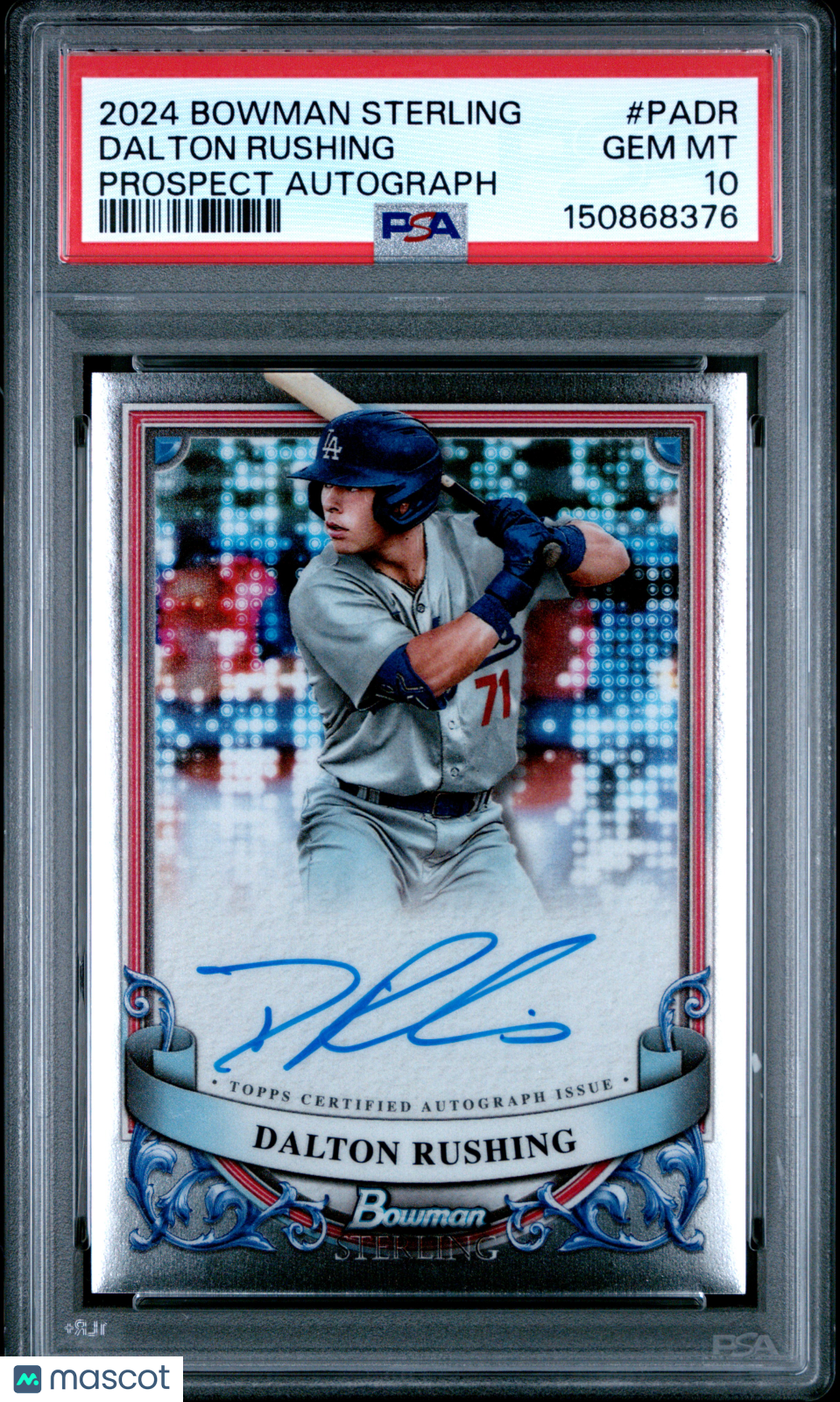 2024 Bowman Sterling Prospect Autographs Dalton Rushing #PADR PSA 10