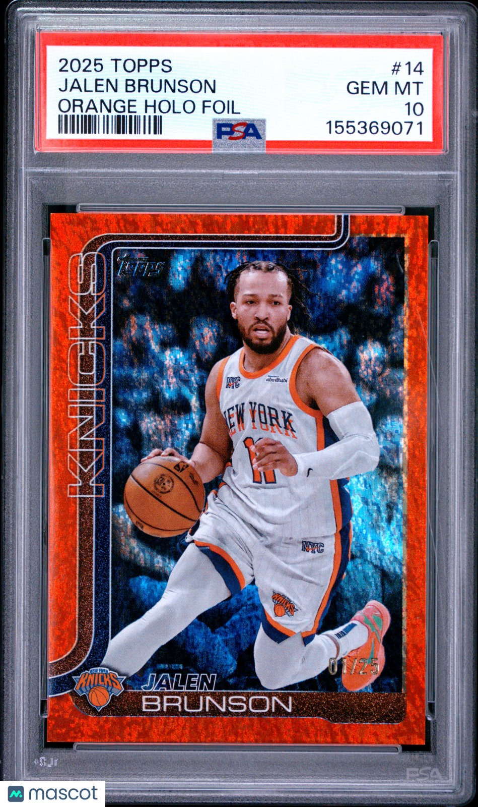 2025 Topps Jalen Brunson Orange Holo Foil 01/25 #14 PSA 10