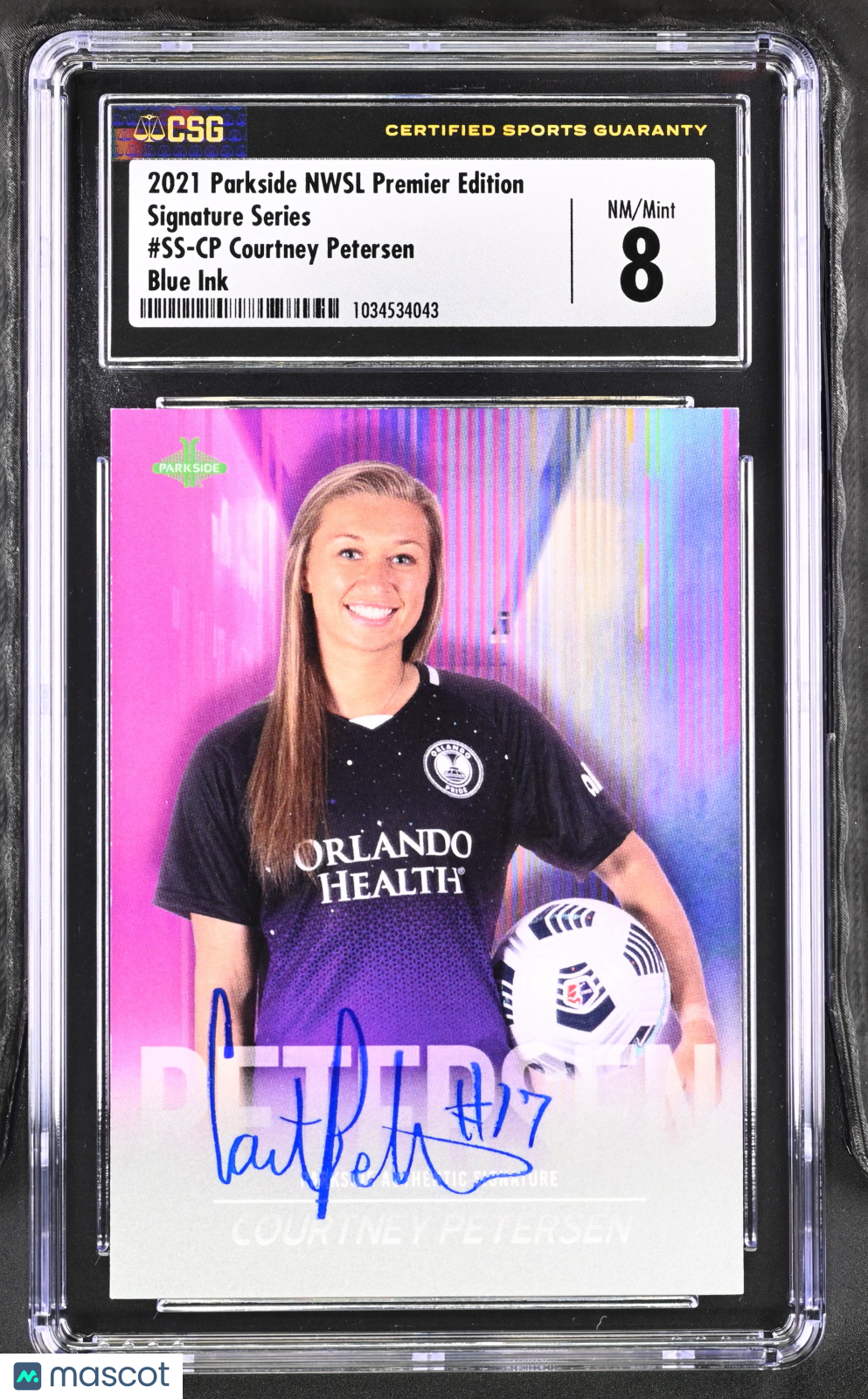 2021 Parkside Nwsl Premier Edition Courtney Petersen Blue Signature Series CGC 8