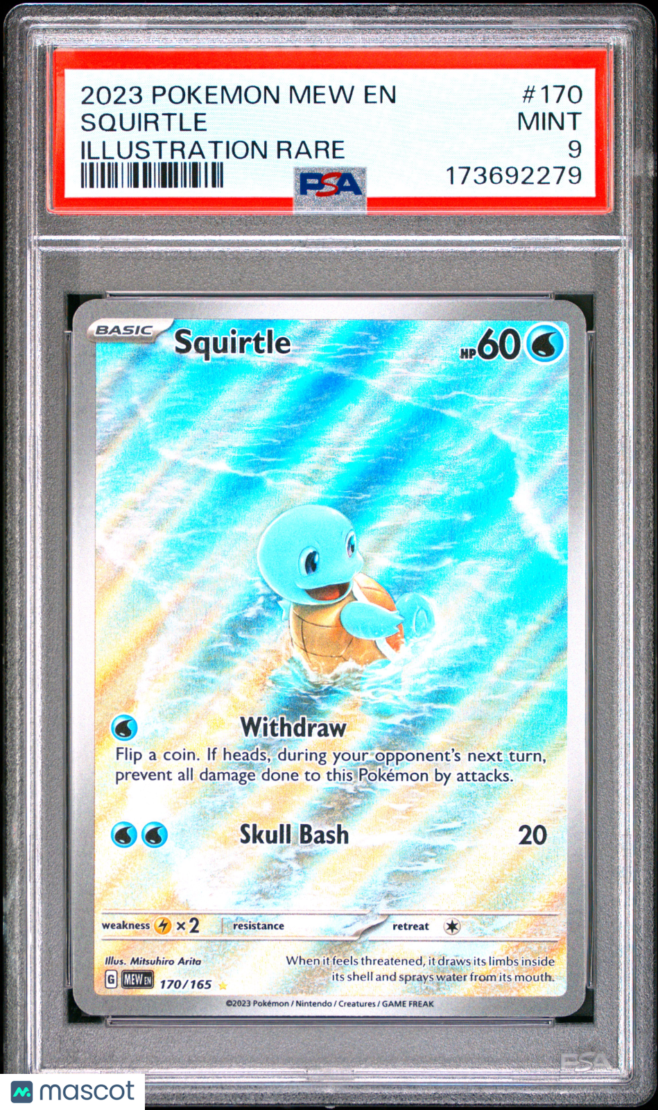 2023 Pokemon SV 151 Squirtle #170 Illustration Rare PSA 9 MINT